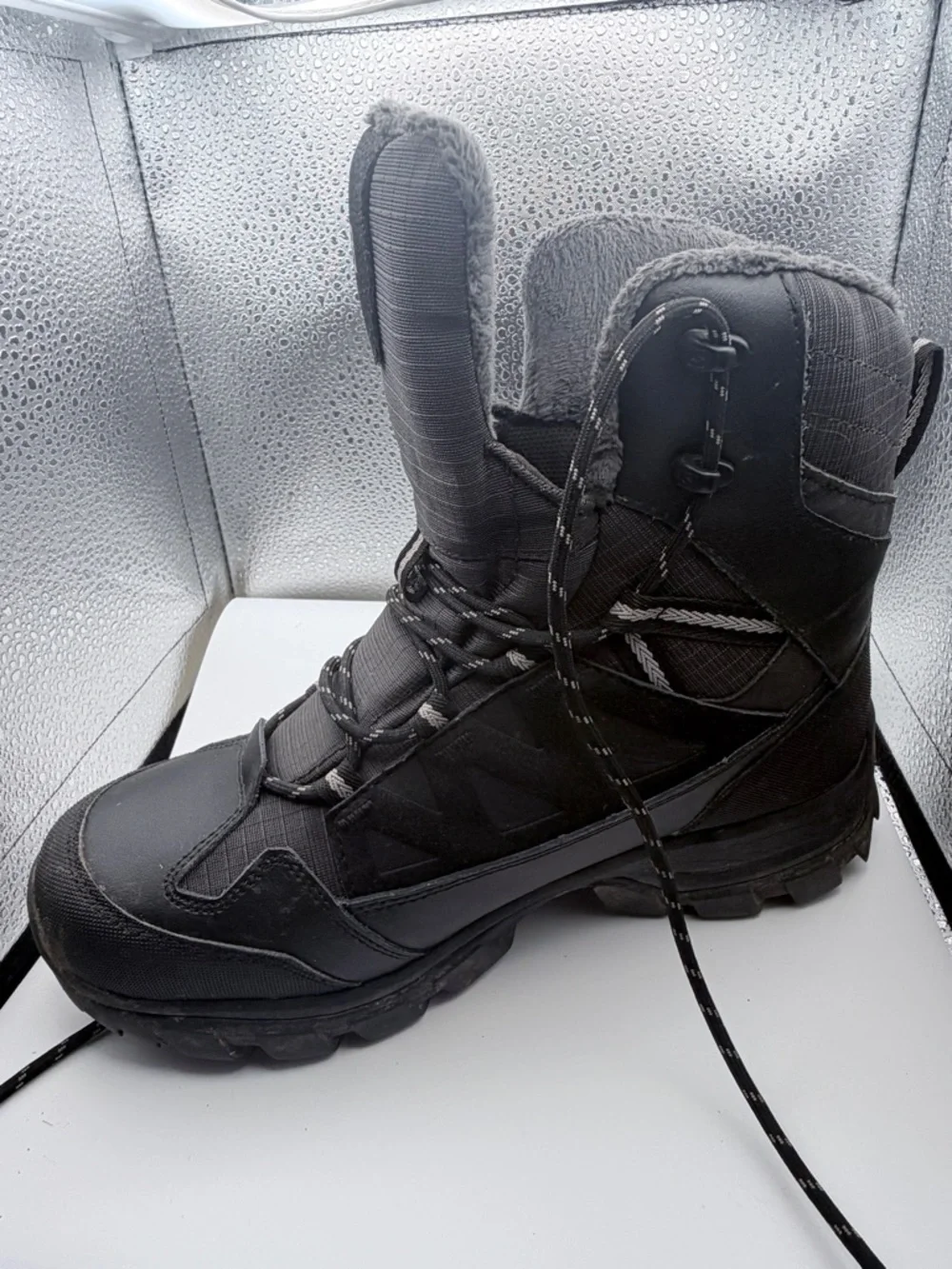 Salomon Black Lace-Up Winter Boot with Fleece Collar